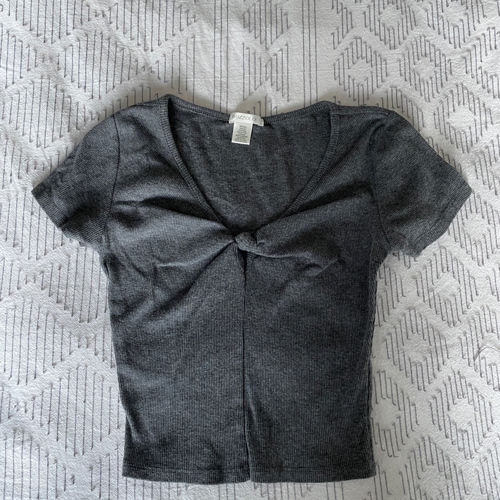 Gray Knotted Crop Top